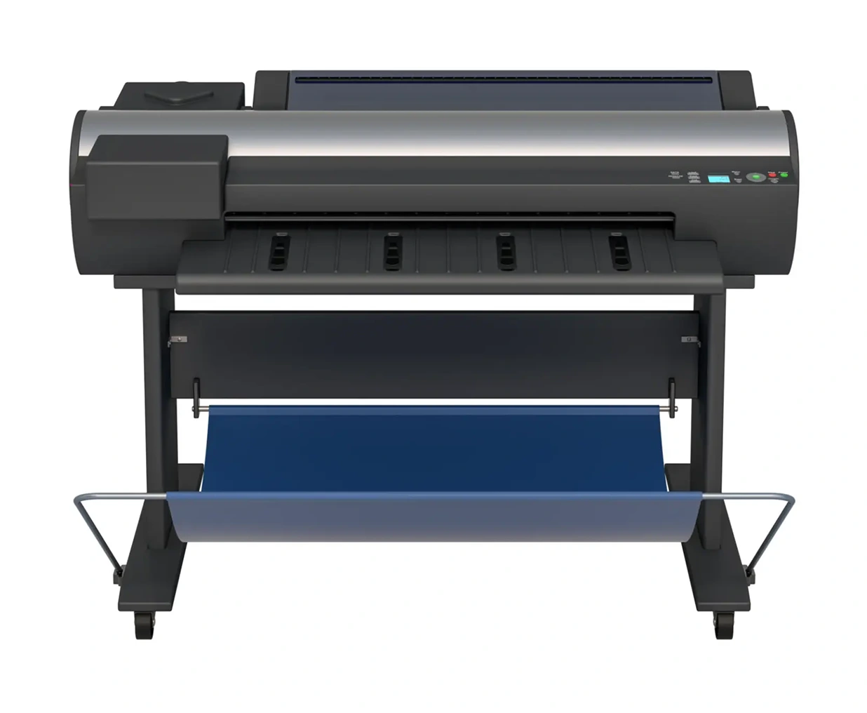 Large format industrial printer on stand.